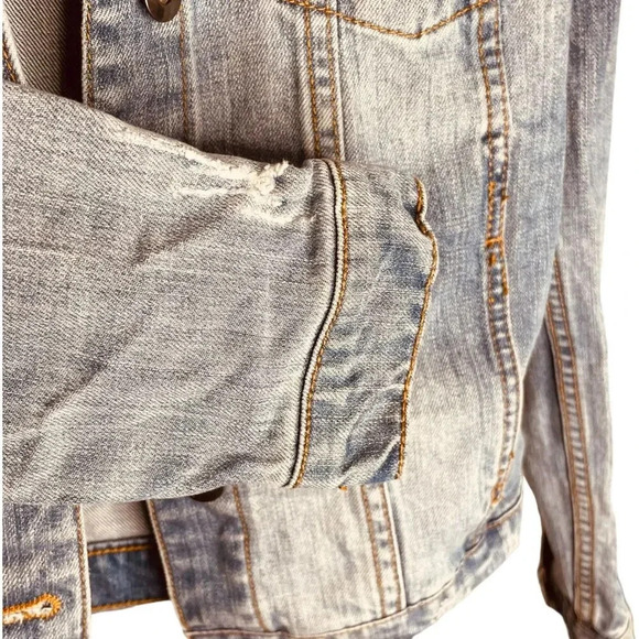 Paige Light Washed Distressed Denim Jean Jacket - Picture 7 of 10